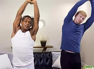 Straight track athletes Adrian Hart and Jesse Stone engage in full-body workout with monster cocks