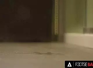 sybil licks monster cock in lingerie, cums on feet