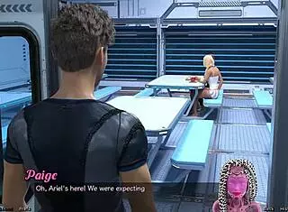 Stranded In Space: Mature Character Gives Public Handjob To Big Cock