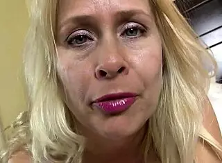 american milf sahara stuffs her luscious labia with big dildo in pantyhose.