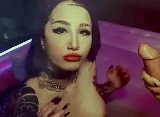 Avalon Mira's heart pounds as her curvy goth body endures rough gagging and blowbang pleasure