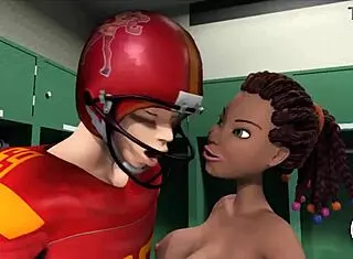 Wow, naughty 18+ teen cheerleader rides star quarterback's big cock in locker room 3D cartoon!