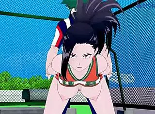 Himiko Toga and Momo Yaoyorozu have intense sex with Izuku Midoriya