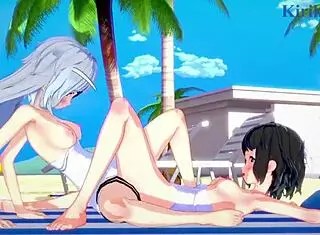 Miku Kohinata and Laura Bodewig feel deep emotions in lesbian play with cute outfits and big tits