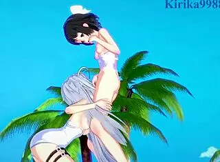 Miku Kohinata and Laura Bodewig feel deep emotions in lesbian play with cute outfits and big tits