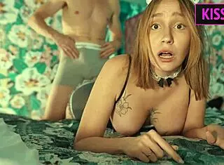 busty maids first day involves rimming, ball sucking, unexpected doggy and missionary sex with cum on ass