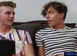 FamilyTwink stepbrother deepthroats and barebacks in secret gay encounter to keep quiet.