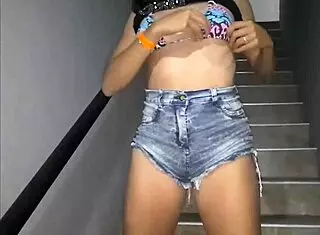 Horny Neighbor Asks For Fuck On Pool Stairs