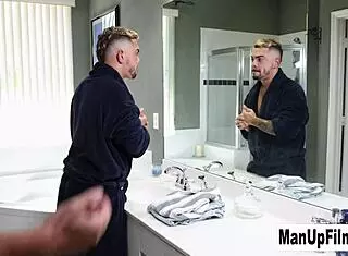 My girlfriend turns me with Ray Boogie & Killion Knox action. Their muscular gay handjob for ManUpFilms gets wild.