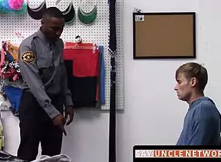 Blonde jock's ass claimed doggystyle by BBC police officer in office