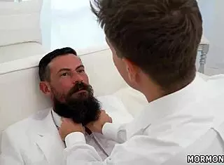 Gay teen receives blowjob from elder in first time