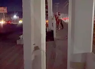 Couple fucking on the bridge in public