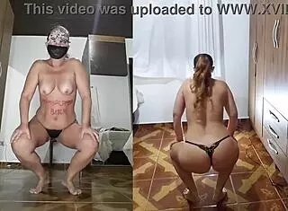 Fat slut rips clothes for dildo anal striptease