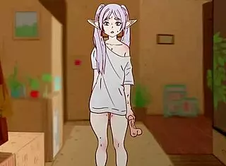 Frieren Trapped in Sticky Cum, Fucked Hard in Stark Fern Hentai Parody!