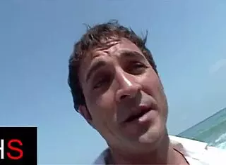 Horny male engages in missionary sex with beautiful mulatto at seaside