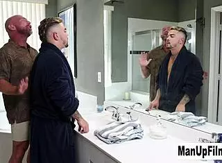 My girlfriend turns me with Ray Boogie & Killion Knox action. Their muscular gay handjob for ManUpFilms gets wild.