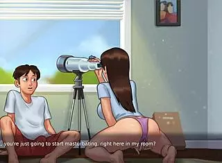 Step sis cums on bed in Summertime Saga.