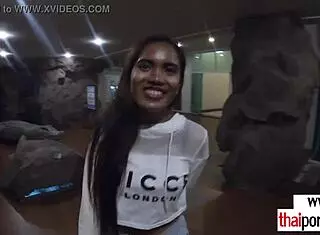 Thai teen Cherry strokes big white dick with sensual hands