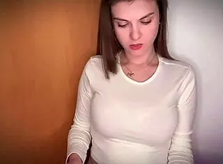 Huge stepmother's boner caught by stepson during steamy office roleplay