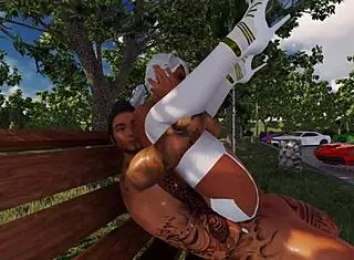 In this outdoor scene, kitty faces off against the cock in a hardcore battle.