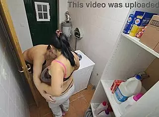 fucking latina maid with pierced nipples on laundry machine