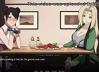 Tsunade and Tenten giving handjob and foot job in public restaurant?