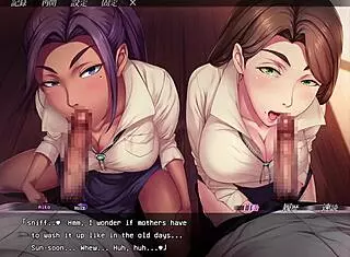 In this hentai, the wife gets creampied in a group scene with blowjobs