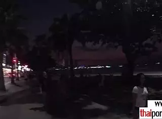 Thai teen Cherry strokes big white dick with sensual hands