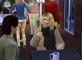 Guy enticingly fucks girl in bathroom after coffee with friend, including blowjob and smoking