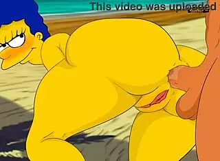 Marge flaunts big tits on nude beach in Simpsons hentai. This animated parody gets steamy with every frame.
