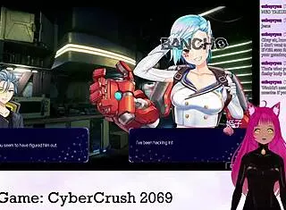 I am Vtuber Lewdneko playing Cybercrush 2069 part 1 with big tits