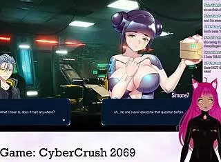 I am Vtuber Lewdneko playing Cybercrush 2069 part 1 with big tits
