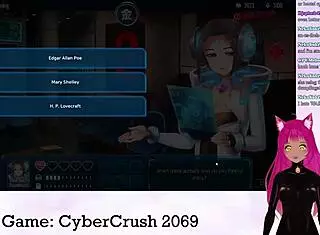 I am Vtuber Lewdneko playing Cybercrush 2069 part 1 with big tits