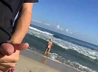 I jerk off at public beach, and two sexy girls help me finish!