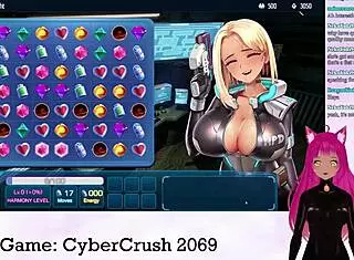 I am Vtuber Lewdneko playing Cybercrush 2069 part 1 with big tits
