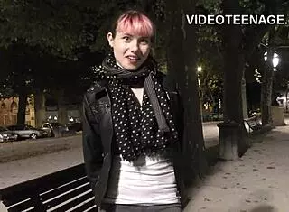 Skinny teen strips for dildo play at porn casting