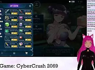 I am Vtuber Lewdneko playing Cybercrush 2069 part 1 with big tits
