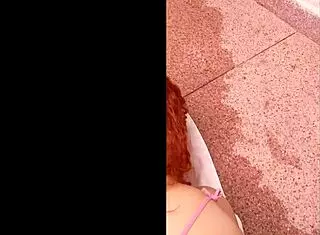 Slut's Bikini Moved for Pool Ass Fuck