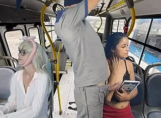 worker pulls out and grinds on women in public bus