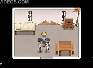 Playing hentai game village rhapsody part three with big tits in the stable