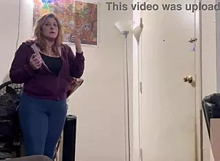 stepson finds stepmom in porn and offers his huge cock