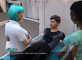 i touch her huge tits in stranded space