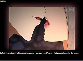 Playing hentai game village rhapsody part three with big tits in the stable