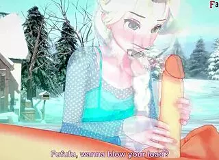 elsa sucking and having sex in frozen fantasy, full scene with 3d cartoon