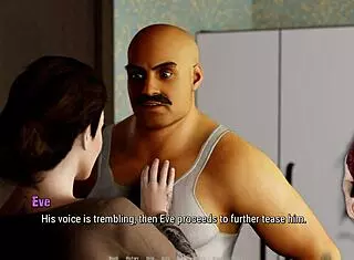 Eve gives rough handjob to old neighbour in fishnets