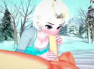 elsa sucking and having sex in frozen fantasy, full scene with 3d cartoon