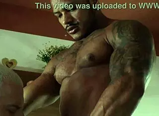 Muscular Black Daddy Gives Interracial Blowjob Action