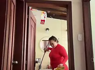 My neighbor is in the bathroom masturbating to creampie milf fantasies