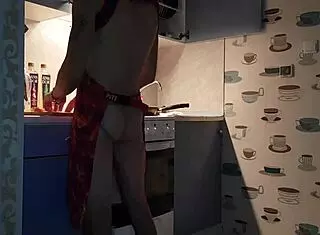 Jasper is cooking in the kitchen when he engages in gay assfucking and anal sex