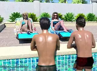 A wife and stepmother explore erotic game scenes together